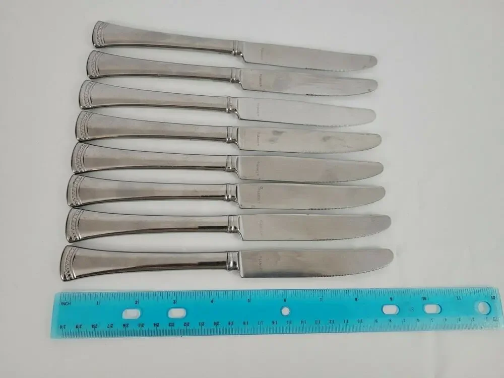 Dinner Knives PORTOLA Lenox Glossy Stainless Steel Flatware Lot of 8